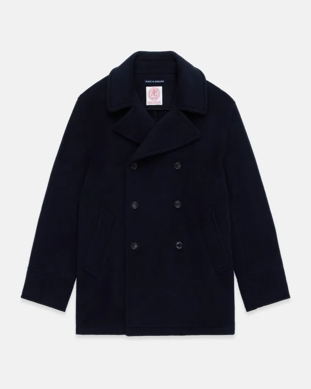 Made-in-England Navy Melton Wool Peacoat made by J. Press