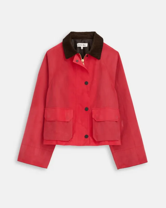 Women's Red Cropped Chiltern Jacket made by Alex Mill