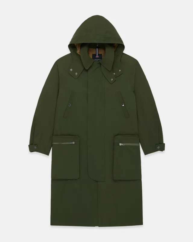 Made-in-England Olive Ventile Cotton Stanley Parka made by Gloverall