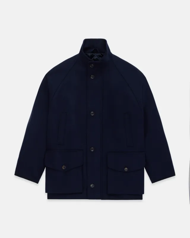 Made-in-UK Navy Cheviot Tweed Field Coat made by J. Press
