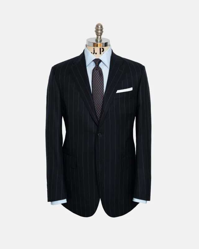 Made-in-Canada Navy Chalkstripe Wool Flannel 1902 Model Suit made by J. Press