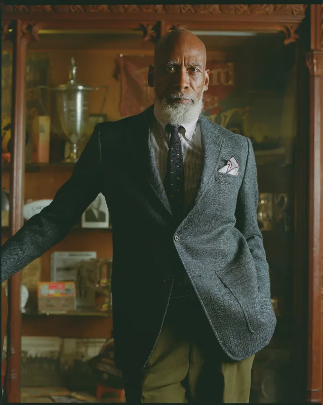 Made-in-USA Blue Herringbone Windowpane Cheviot Tweed Sport Coat made by J. Press