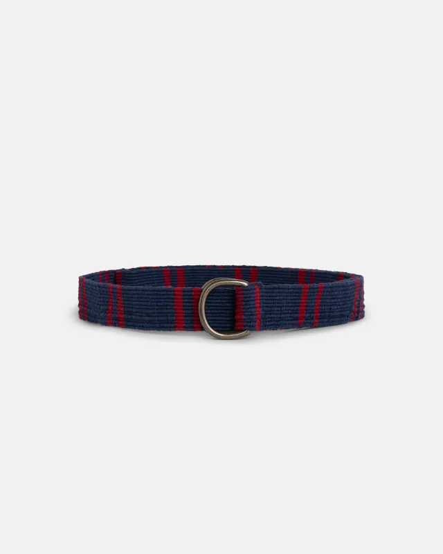 Navy with Crimson Regimental Stripe D-Ring Belt made by J. Press