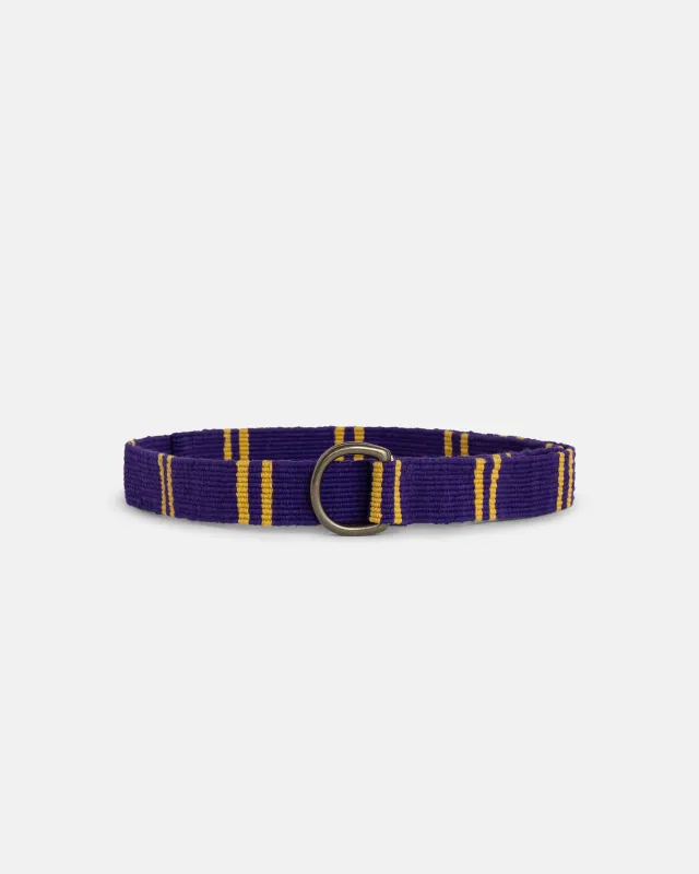 Bright Purple with Gold Regimental Stripe D-Ring Belt made by J. Press