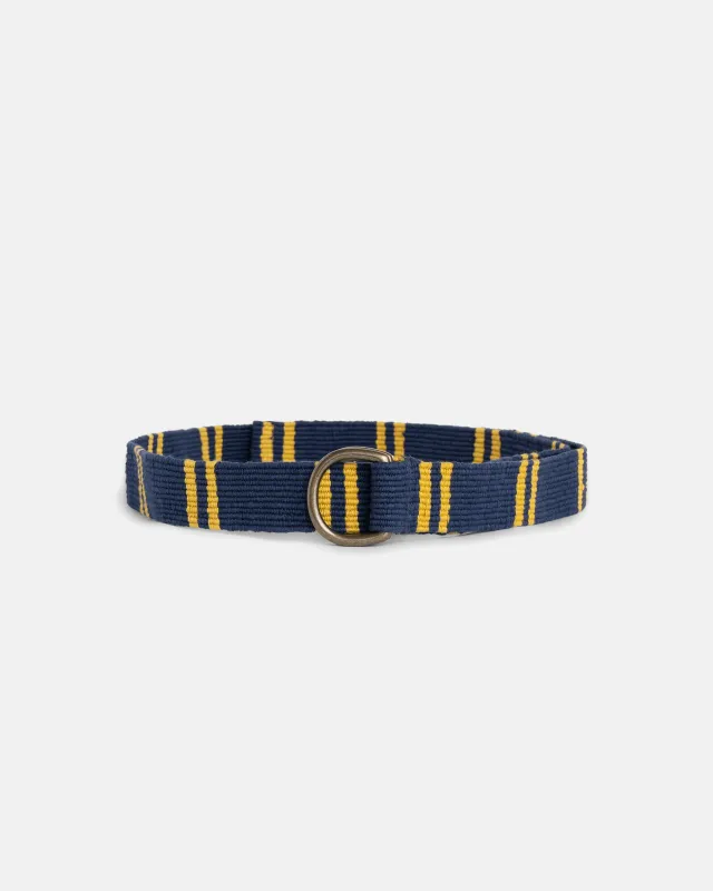 Navy with Gold Regimental Stripe D-Ring Belt made by J. Press