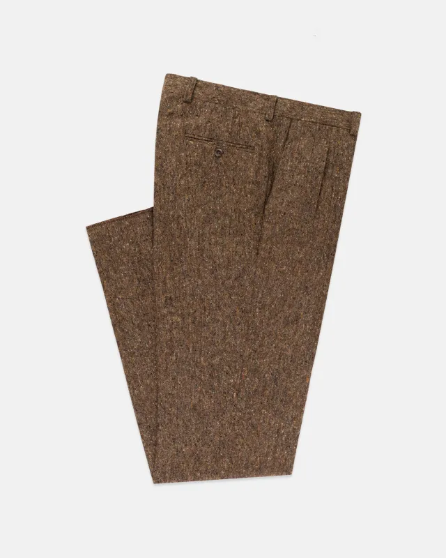 Made-in-Canada Brown Pleated Donegal Tweed Trousers made by Jack Victor