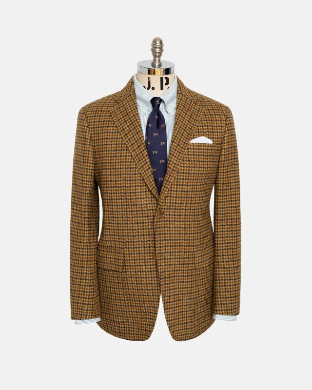 Made-in-USA Brown & Rust Check Cheviot Tweed Sport Coat made by J. Press