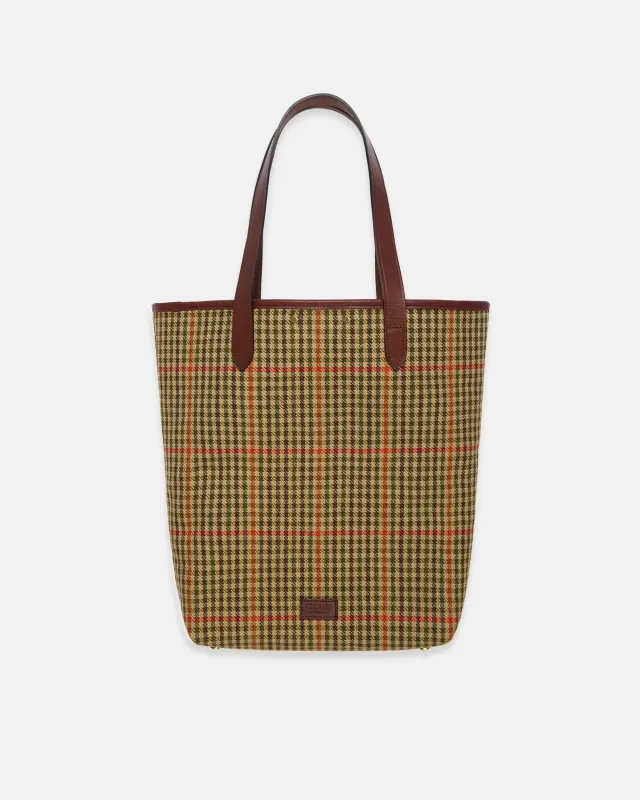 Made-in-England Olive Check Tweed Tote Bag made by J. Press