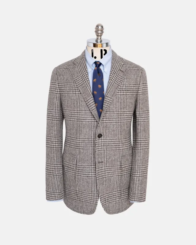 Made-in-USA Light Brown Plaid Tweed Sport Coat made by J. Press