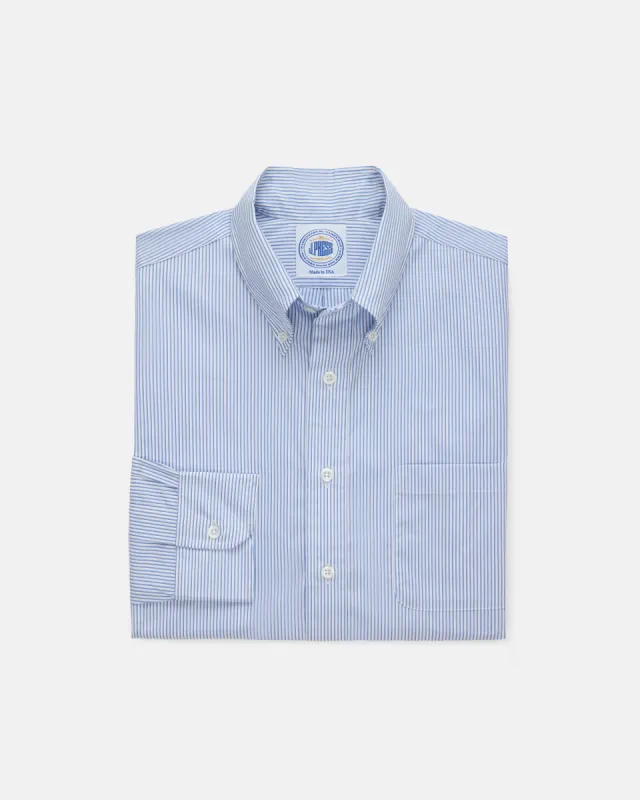 Made-in-USA Thomas Mason Blue Shadow Stripe Button Down Shirt - Classic Fit sold by J. Press