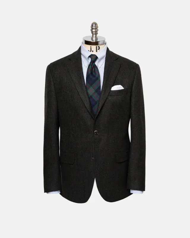 Made-in-Canada Dark Olive Herringbone Wool/Cashmere Sport Coat sold by J. Press
