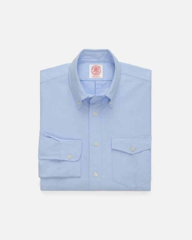 Made-in-USA Flap Pocket Blue Oxford Cloth Button Down Shirt - Regular Fit made by J. Press
