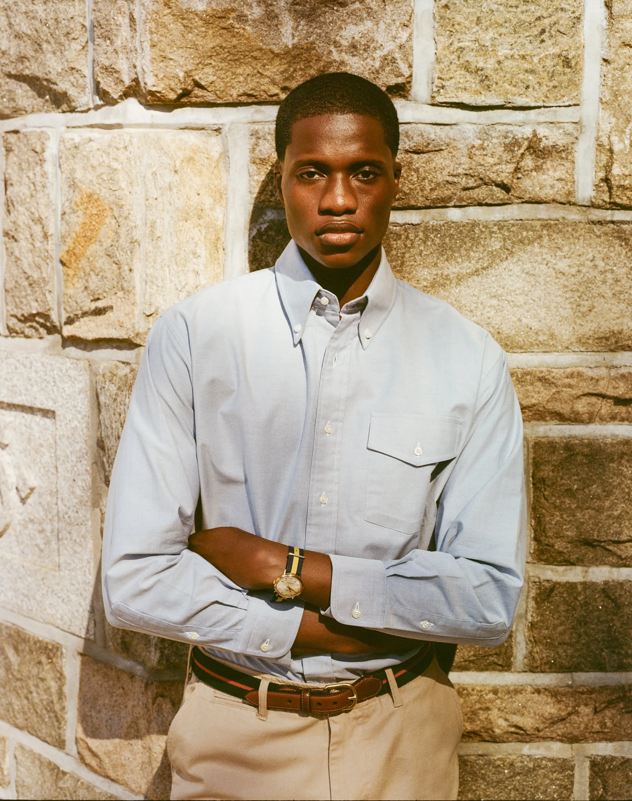 Made-in-USA Flap Pocket Blue Oxford Cloth Button Down Shirt - Regular Fit sold by J. Press product image thumbnail 4