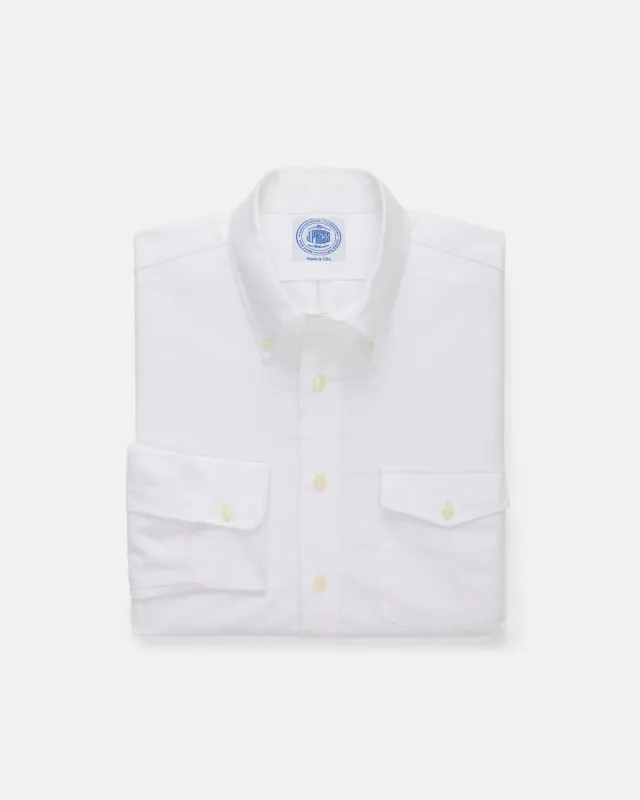 Made-in-USA Flap Pocket White Oxford Cloth Button Down Shirt - Regular Fit sold by J. Press