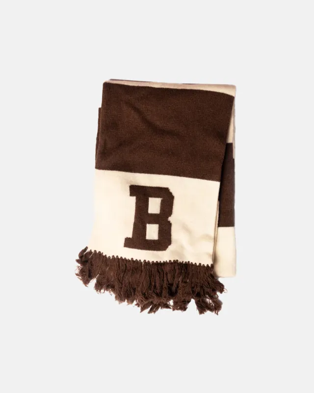 Brown Wool Rugby Stripe Scarf made by J. Press
