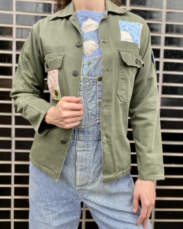 TT13 Pink Bear Patched Fatigue Jacket sold by Feathers Vintage