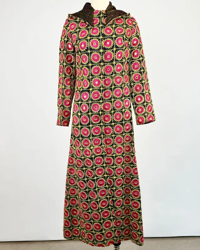 Hooded Indian Cotton Mirrored Duster sold by Feathers Vintage