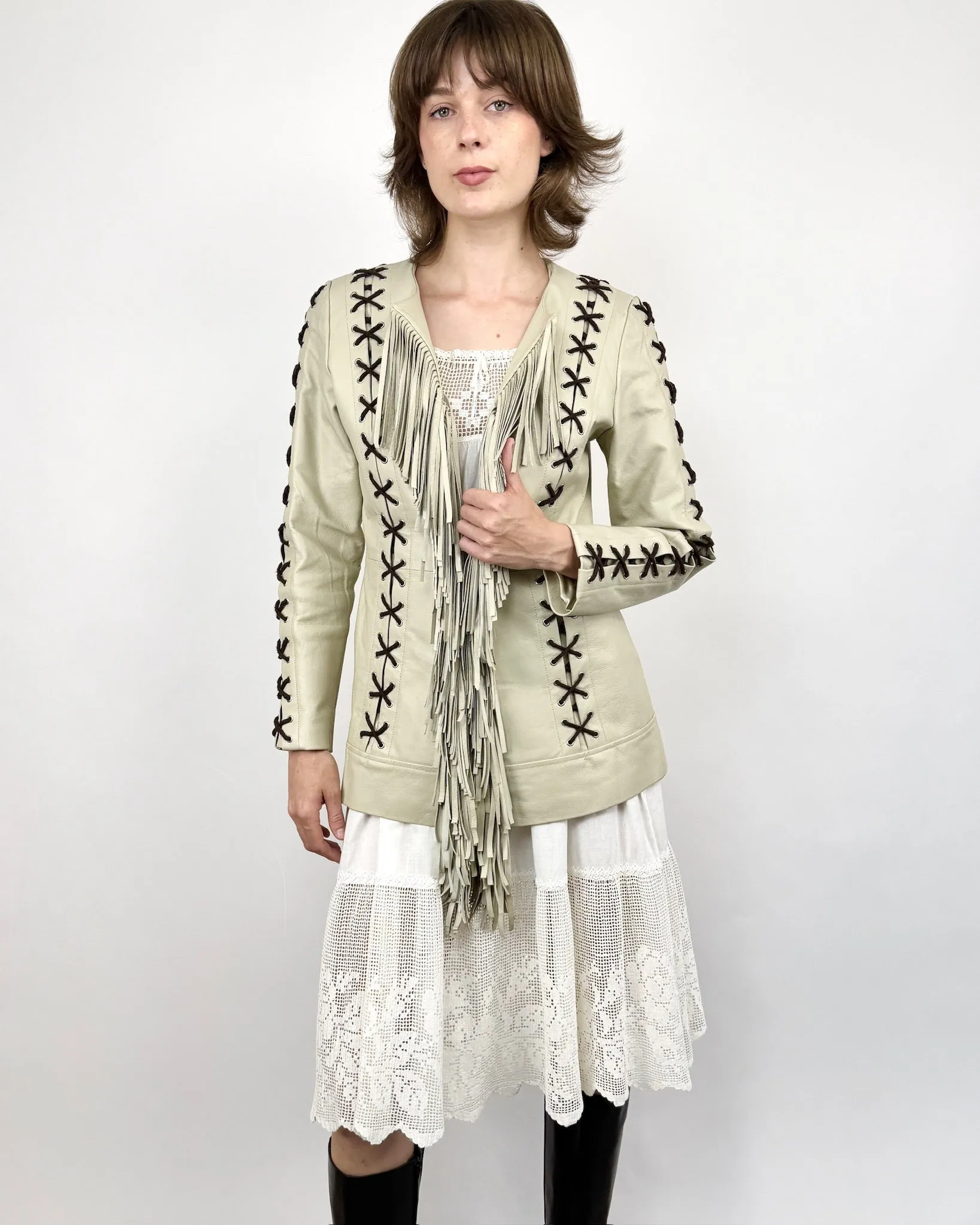 Don't Cross Me Lace Up Jacket sold by Feathers Vintage product image thumbnail 3