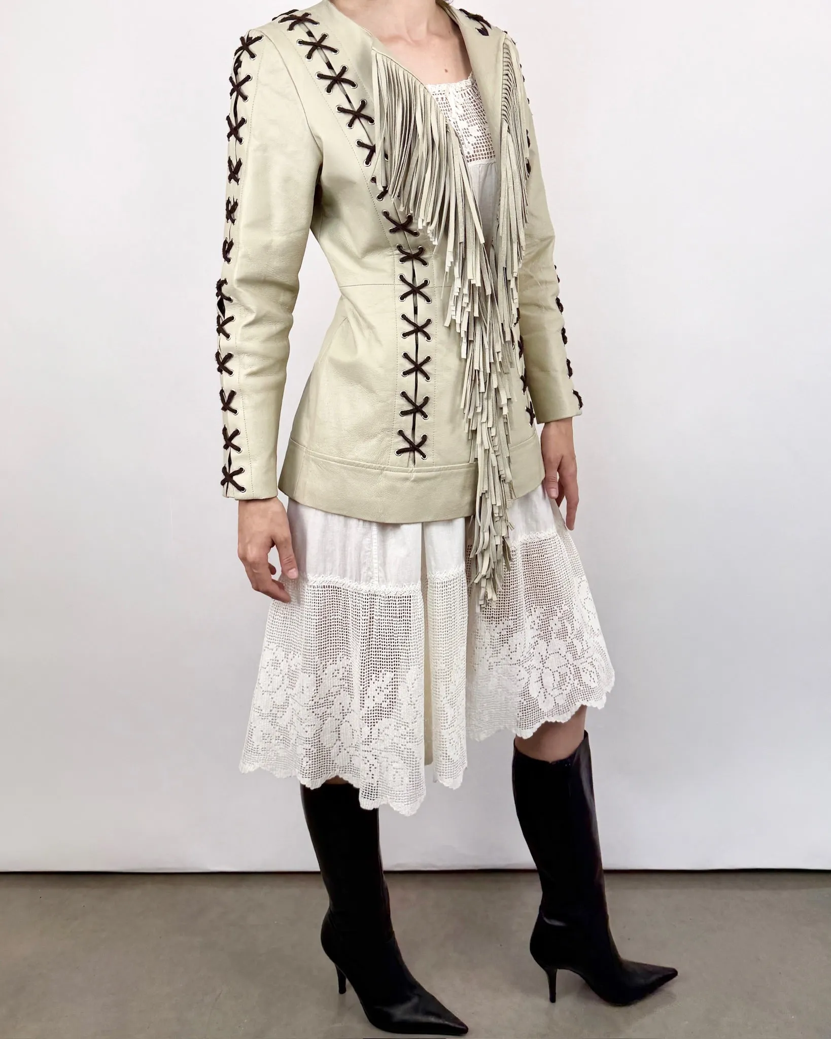 Don't Cross Me Lace Up Jacket sold by Feathers Vintage product image thumbnail 4