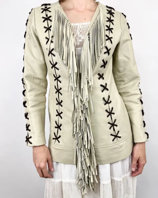 Don't Cross Me Lace Up Jacket sold by Feathers Vintage