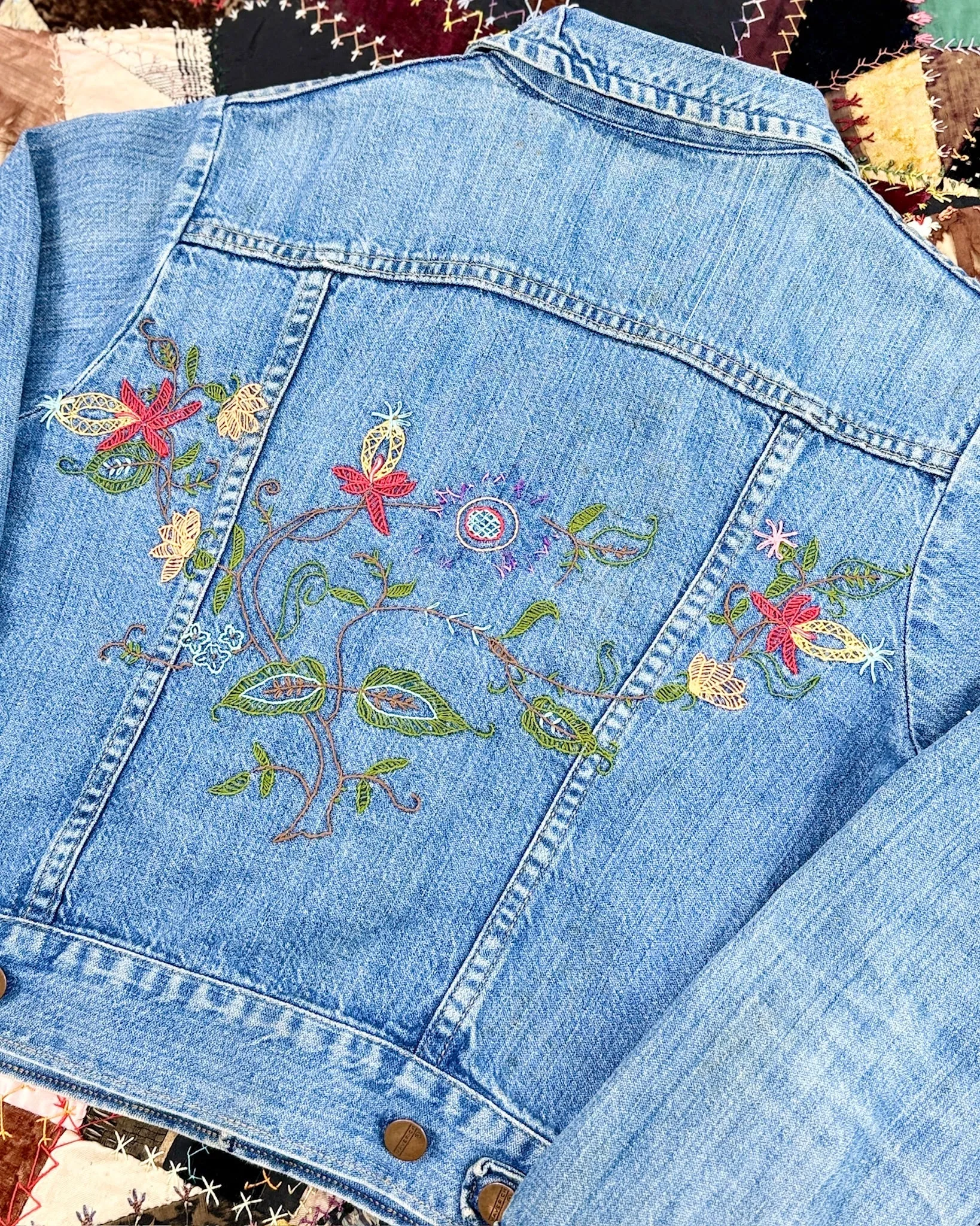 Embroidered Soft Denim Jacket sold by Feathers Vintage product image thumbnail 2