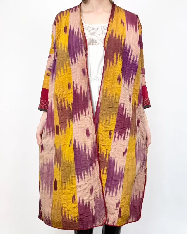 Uzbek Ikat Silk Robe sold by Feathers Vintage