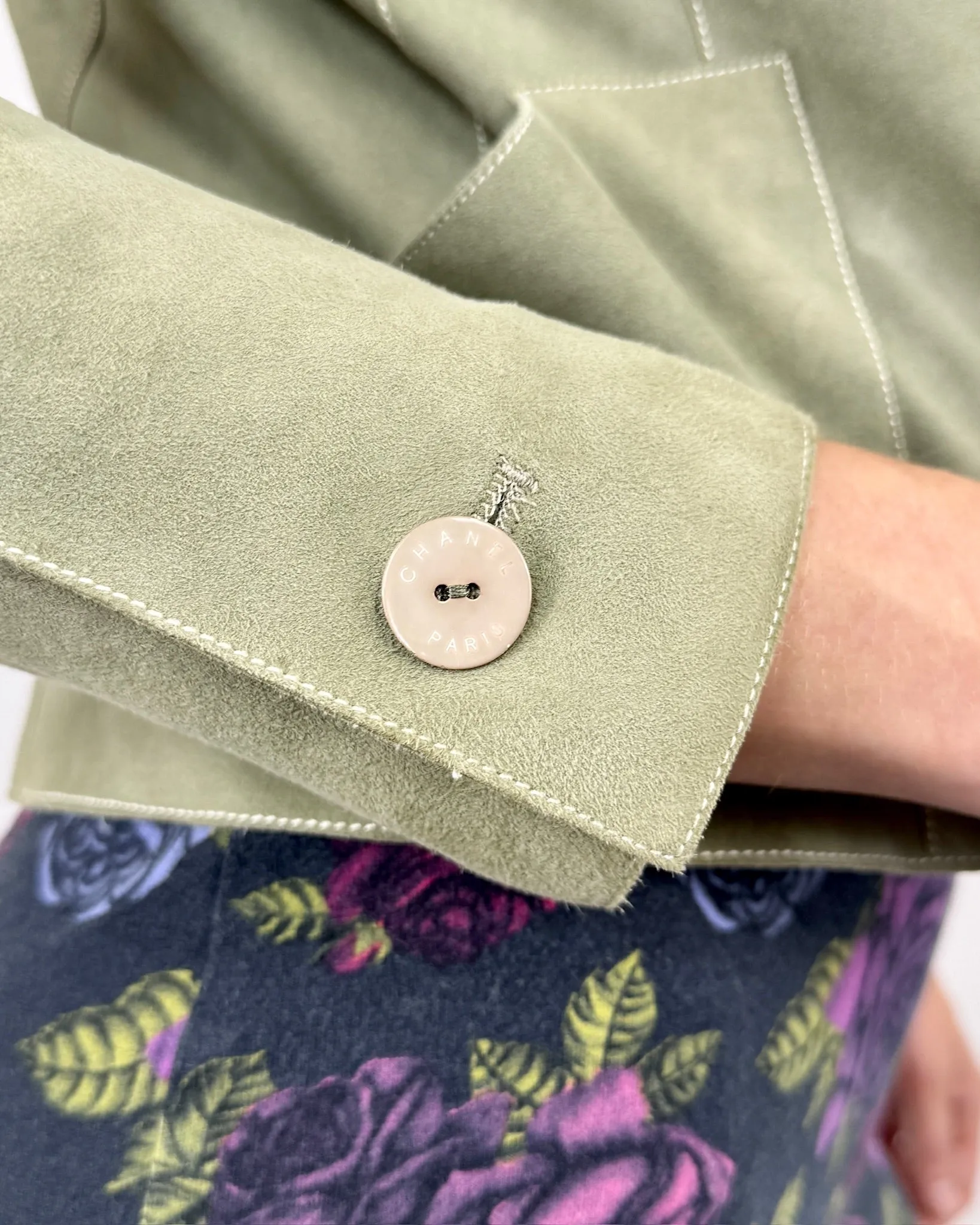 Chanel Pale Green Suede Jacket sold by Feathers Vintage product image thumbnail 5