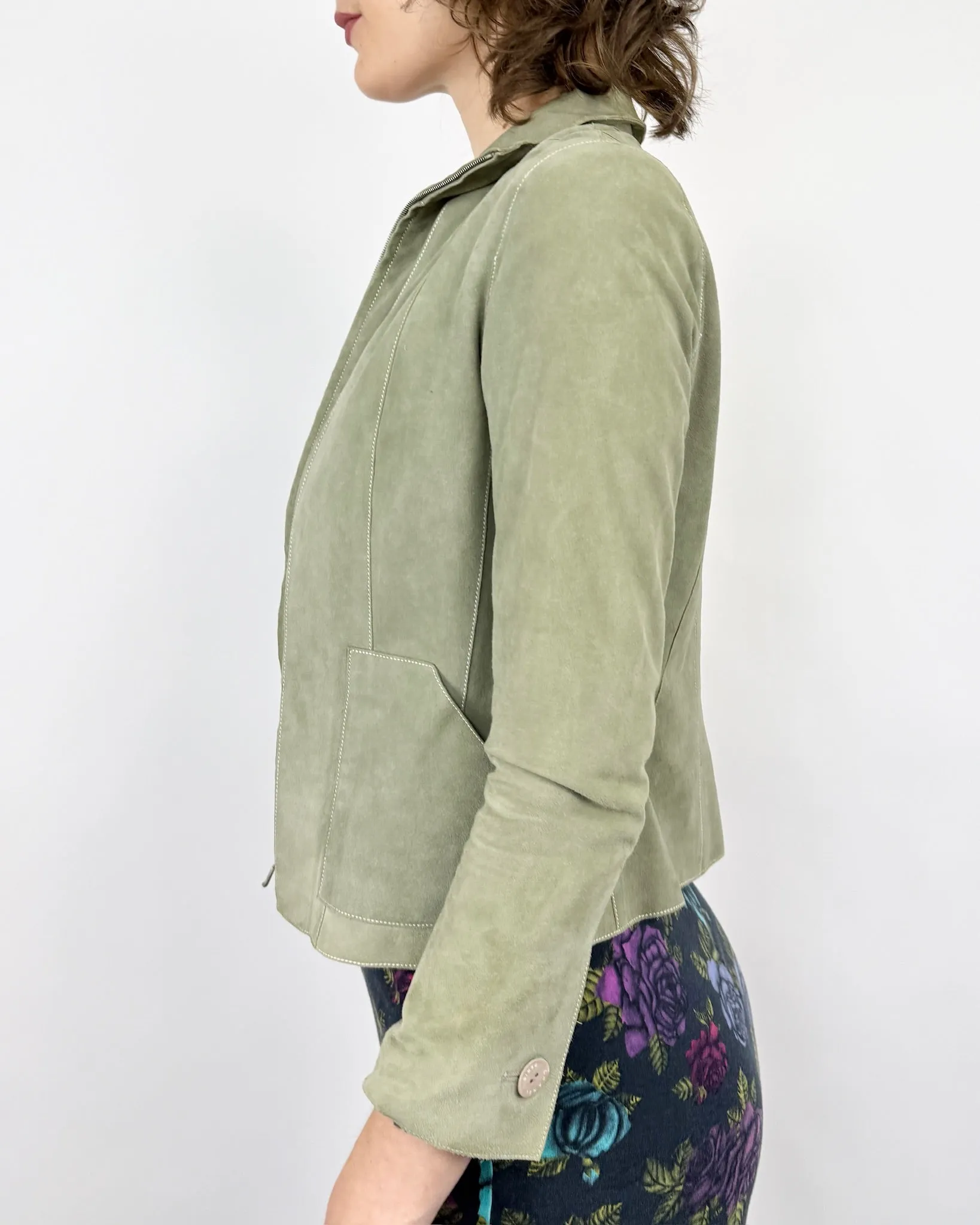 Chanel Pale Green Suede Jacket sold by Feathers Vintage product image thumbnail 3