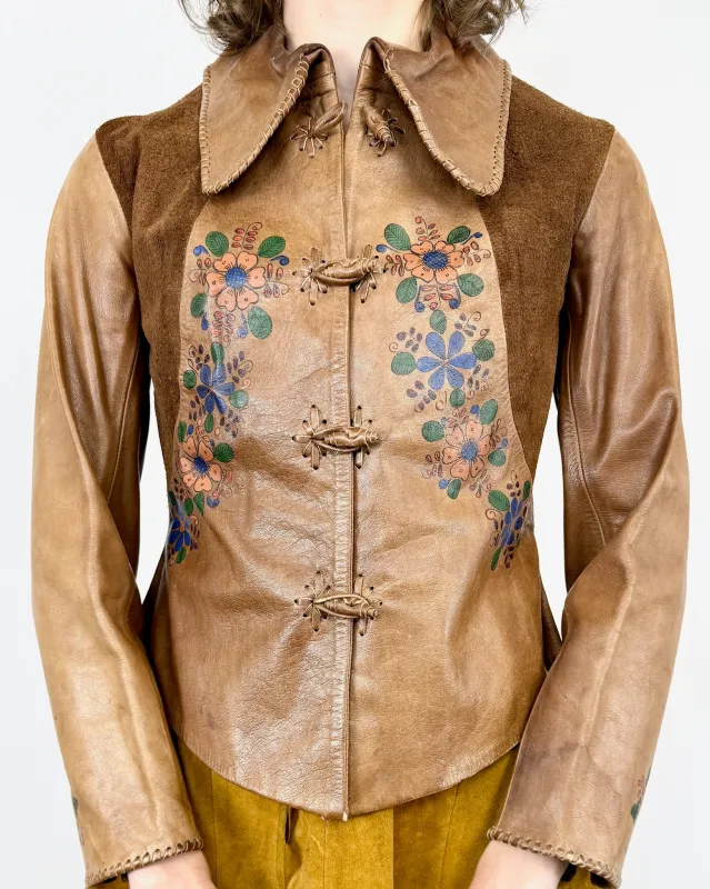 60s Char Hand-painted Brown Jacket sold by Feathers Vintage