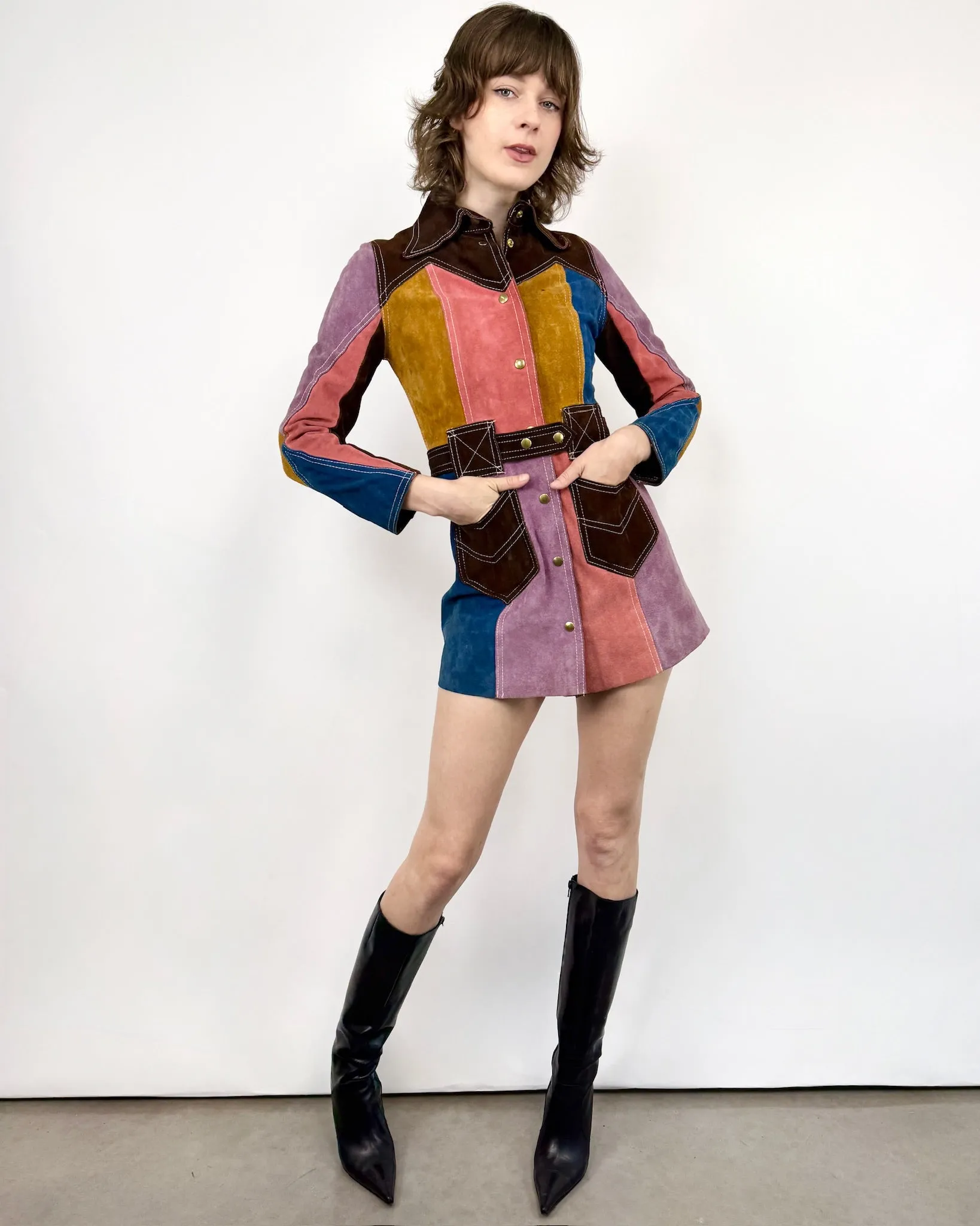 60s Colorblock Suede Jacket sold by Feathers Vintage product image thumbnail 3