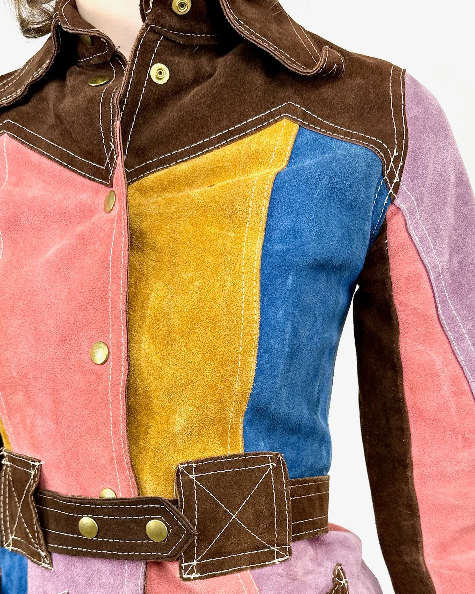 60s Colorblock Suede Jacket sold by Feathers Vintage product image thumbnail 2