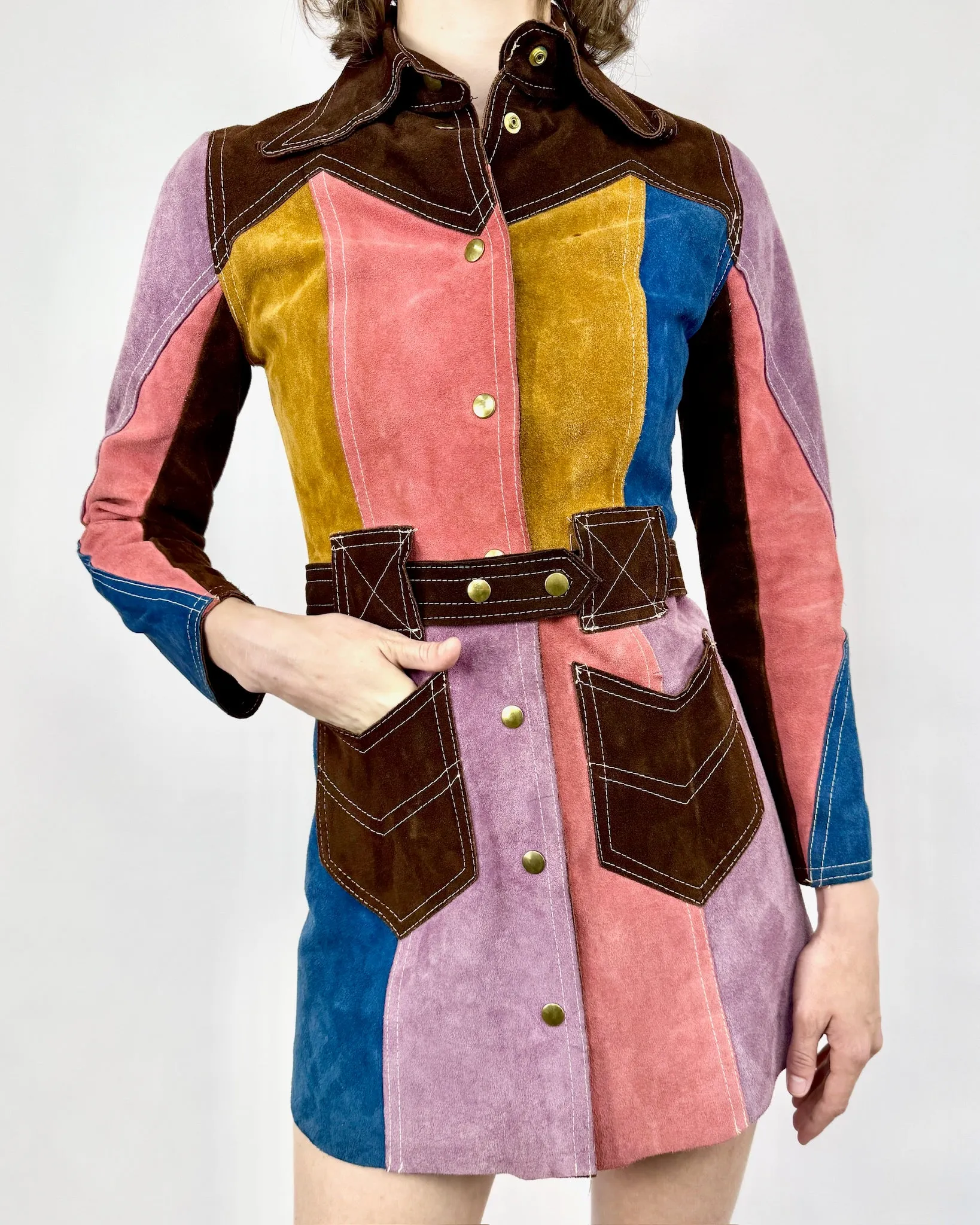 60s Colorblock Suede Jacket sold by Feathers Vintage