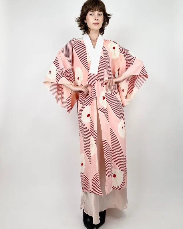 Wrapped In Love Floral Silk Kimono Duster sold by Feathers Vintage