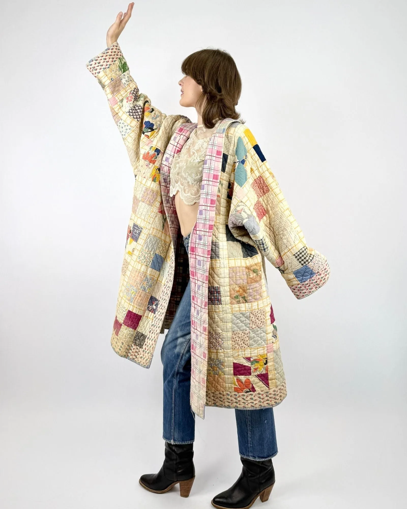 All Bundled Up Patchwork Quilt Duster sold by Feathers Vintage product image thumbnail 4