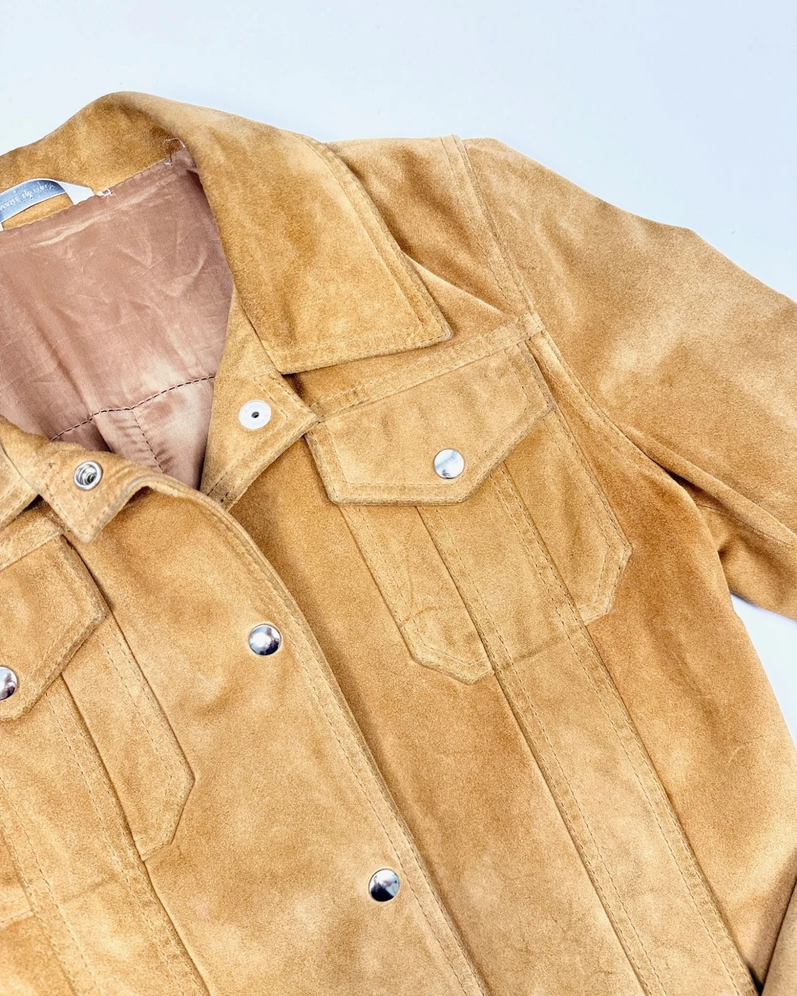 Barney's Tan Suede Snap Jacket sold by Feathers Vintage product image thumbnail 2