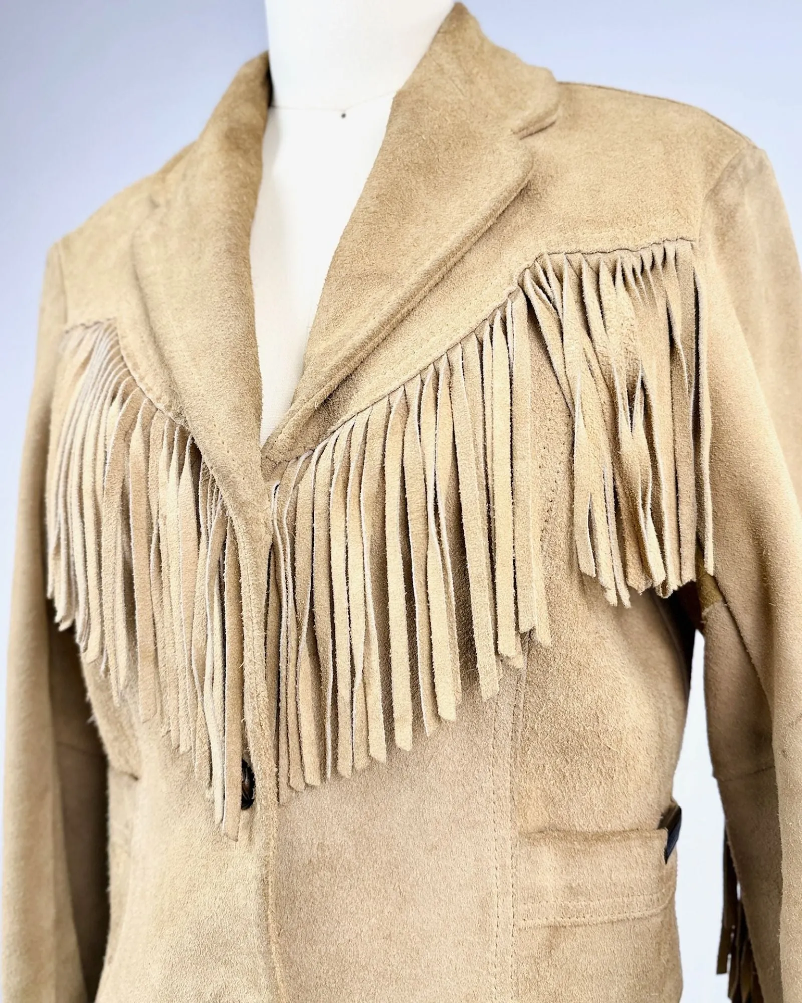 Pioneer Tan Suede Fringe Jacket sold by Feathers Vintage product image thumbnail 2