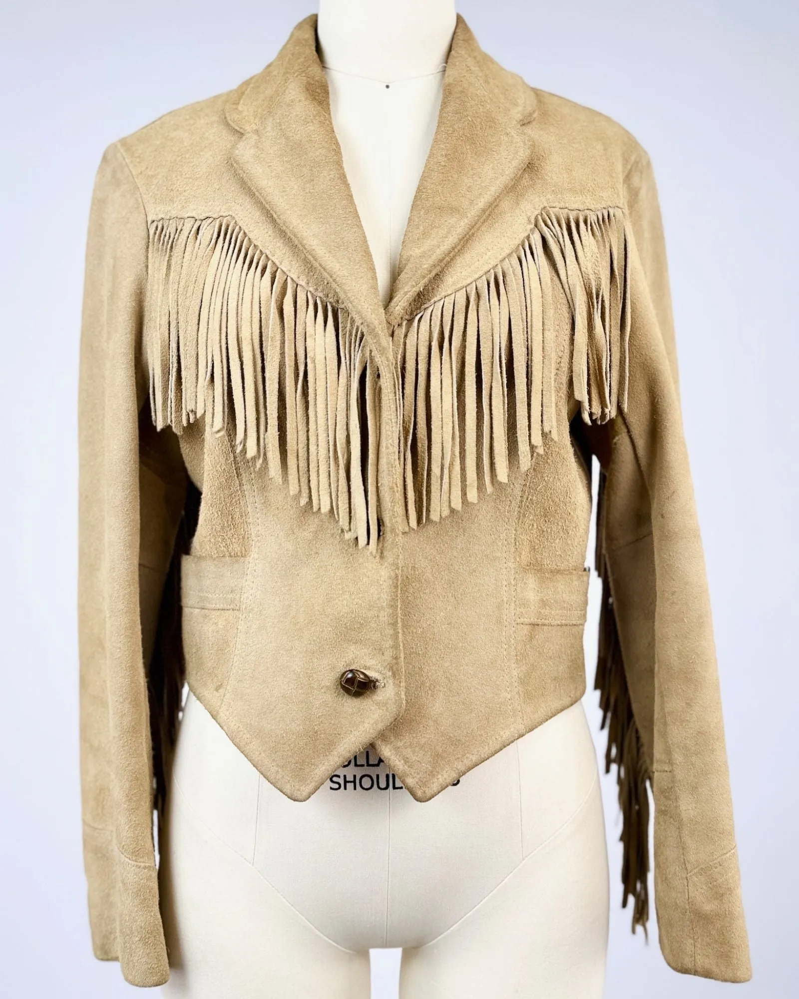 Pioneer Tan Suede Fringe Jacket sold by Feathers Vintage