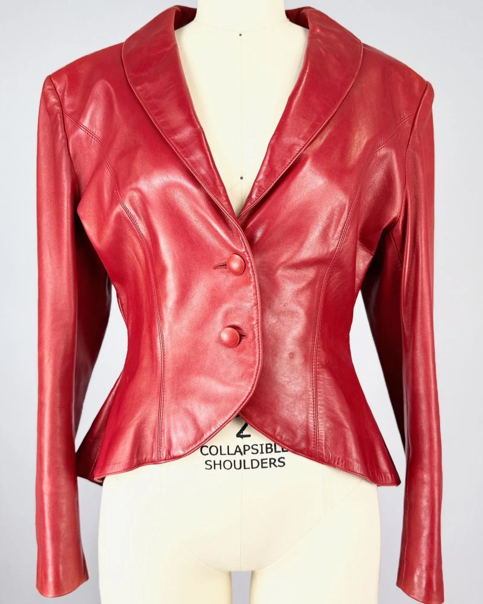Charles Jourdan Red Leather Jacket sold by Feathers Vintage