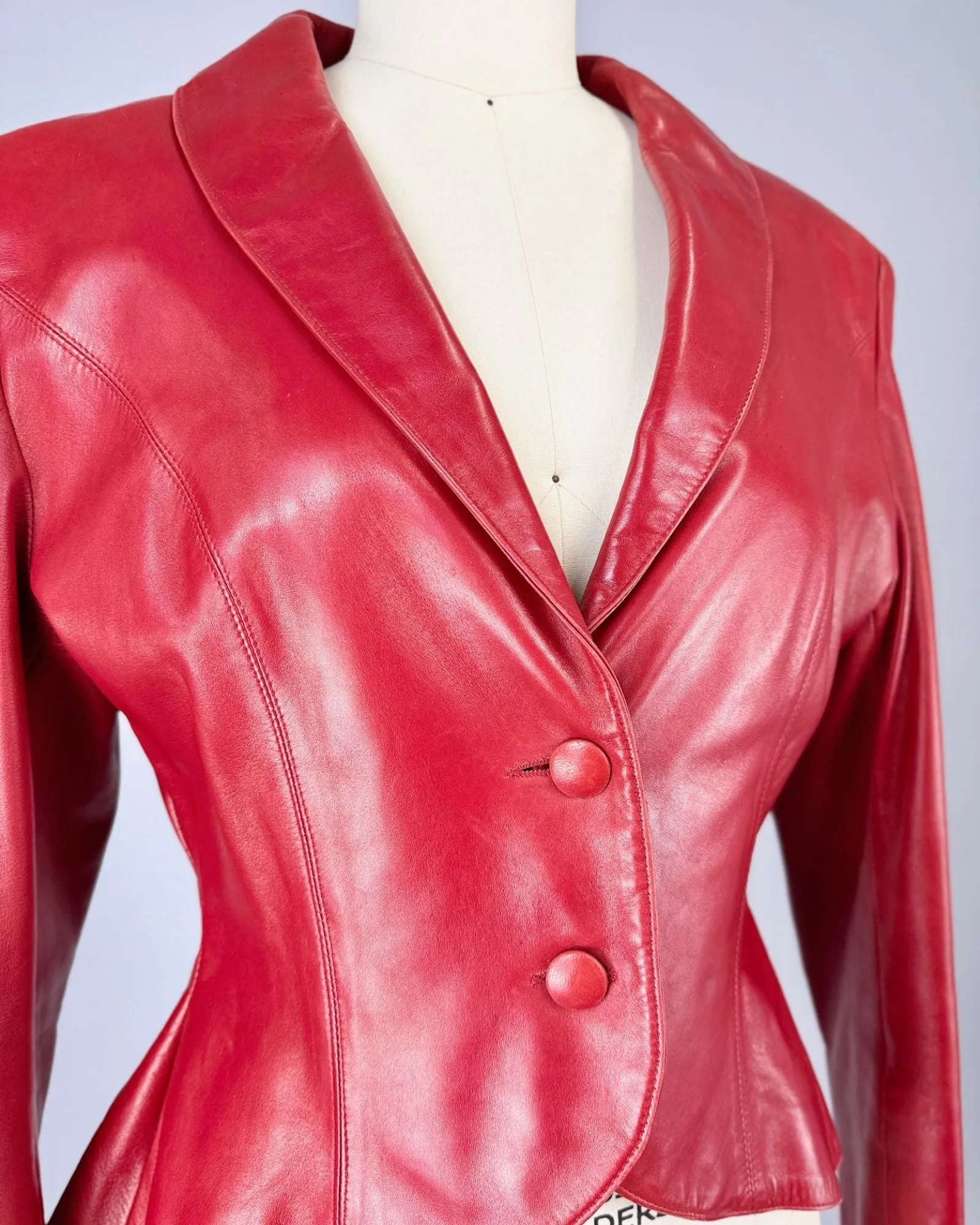Charles Jourdan Red Leather Jacket sold by Feathers Vintage product image thumbnail 2