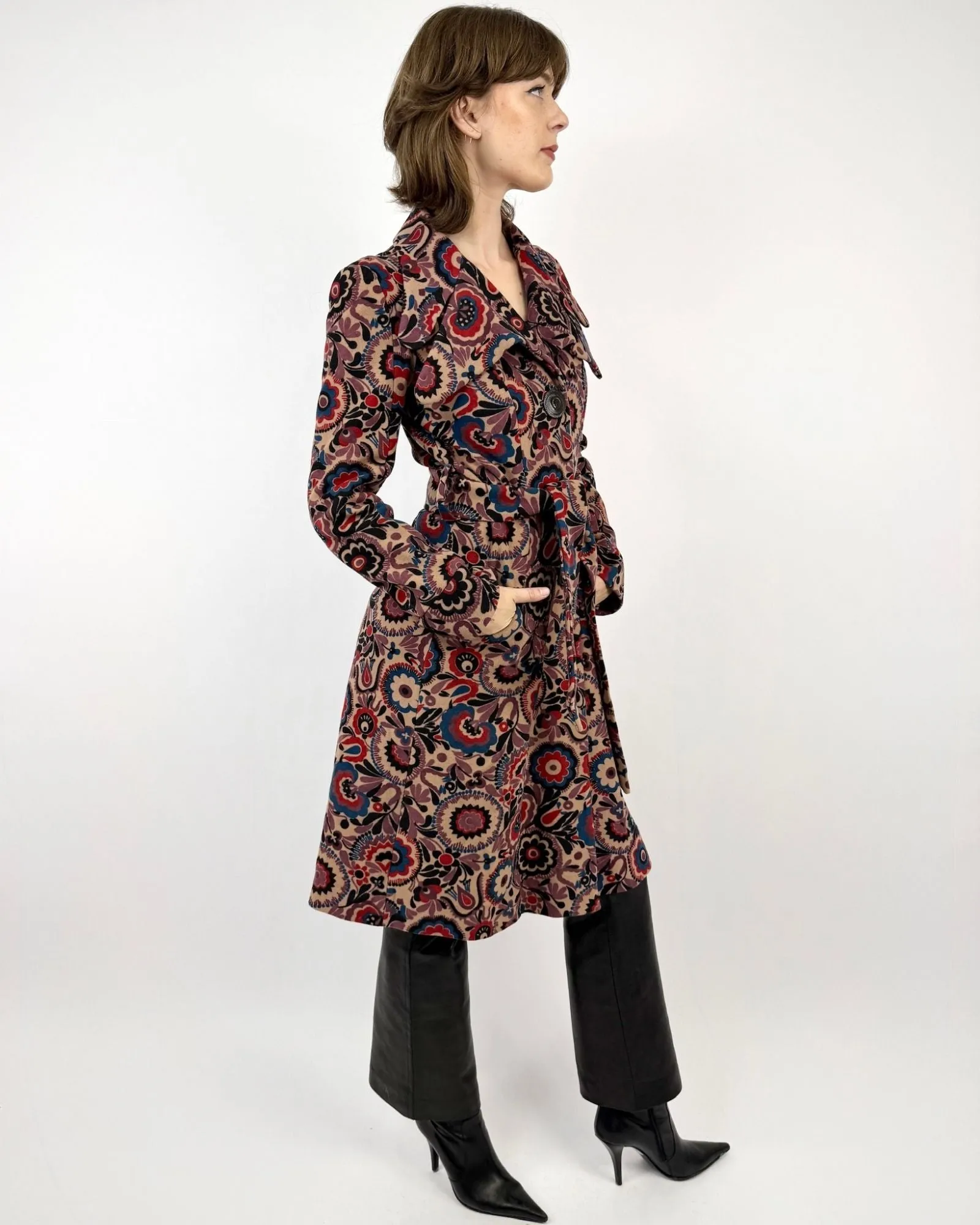 90s Betsey Johnson Floral Trench Coat sold by Feathers Vintage product image thumbnail 3