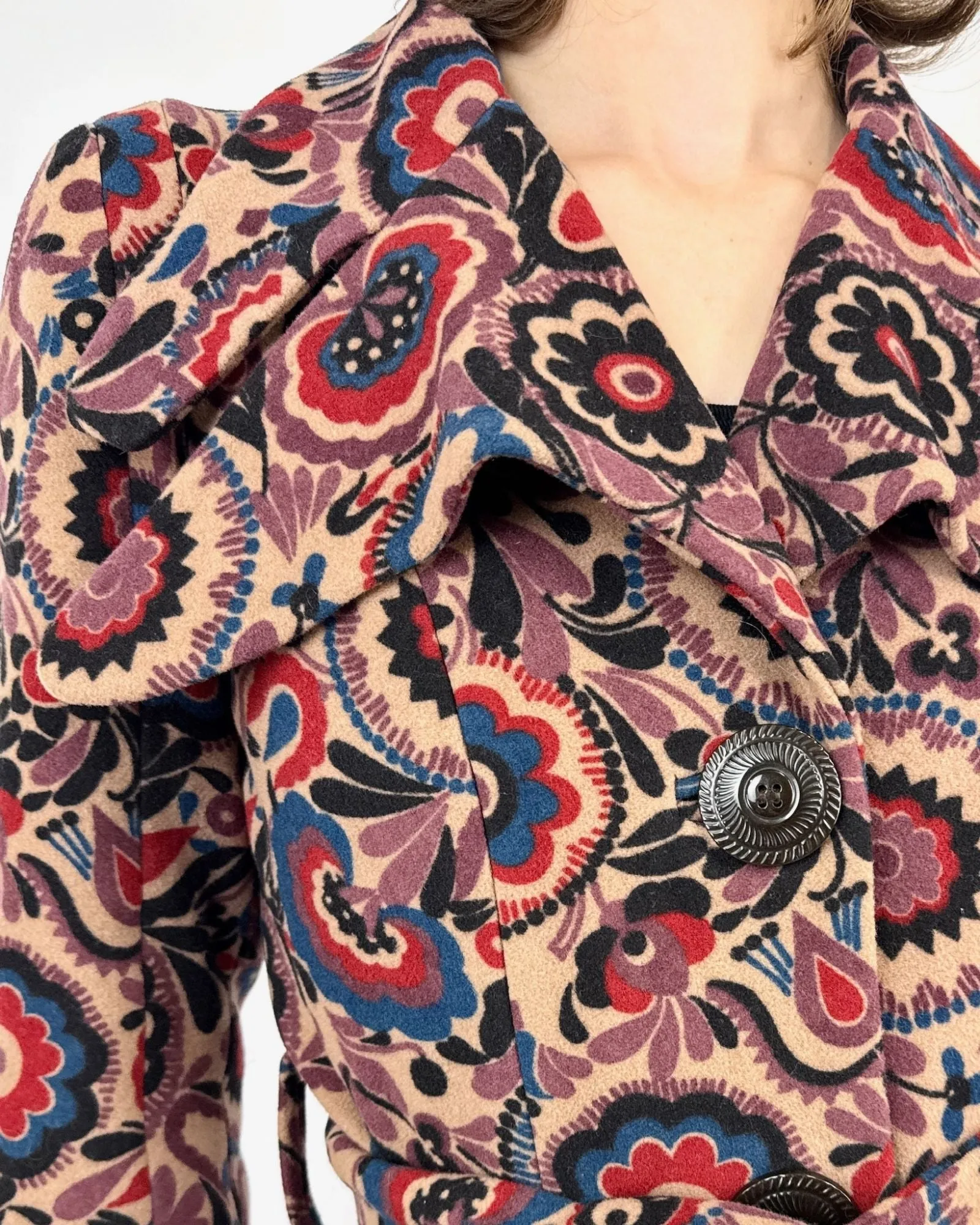 90s Betsey Johnson Floral Trench Coat sold by Feathers Vintage product image thumbnail 2