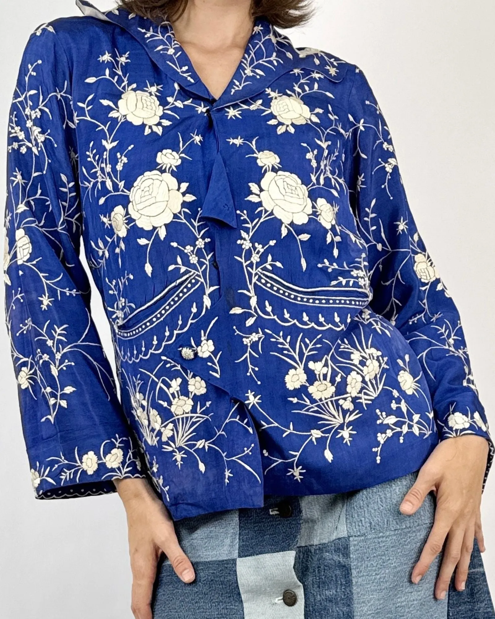 1920s Wise in Ways Embroidered Silk Jacket sold by Feathers Vintage