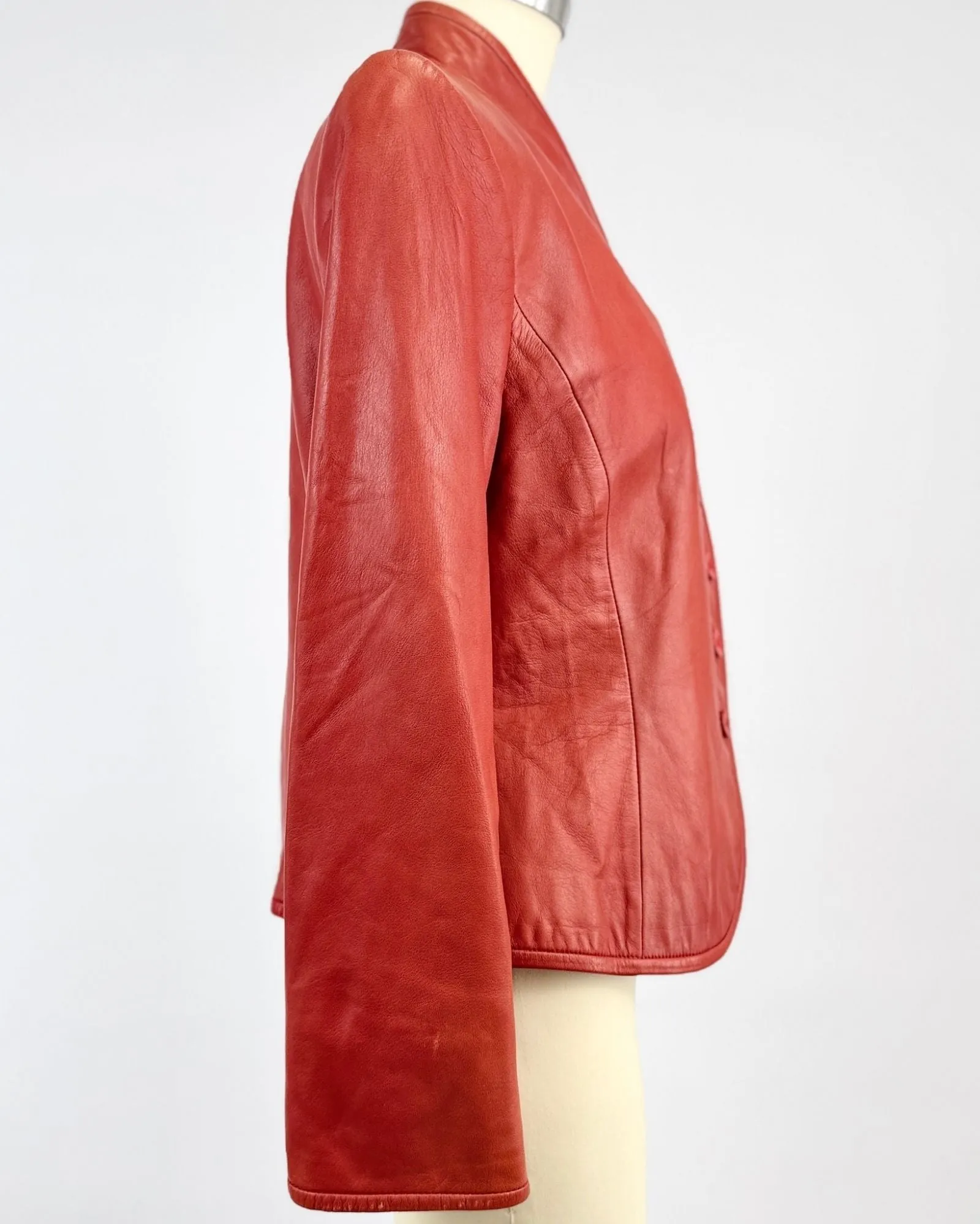 Ellen Tracy Red Leather Jacket sold by Feathers Vintage product image thumbnail 3