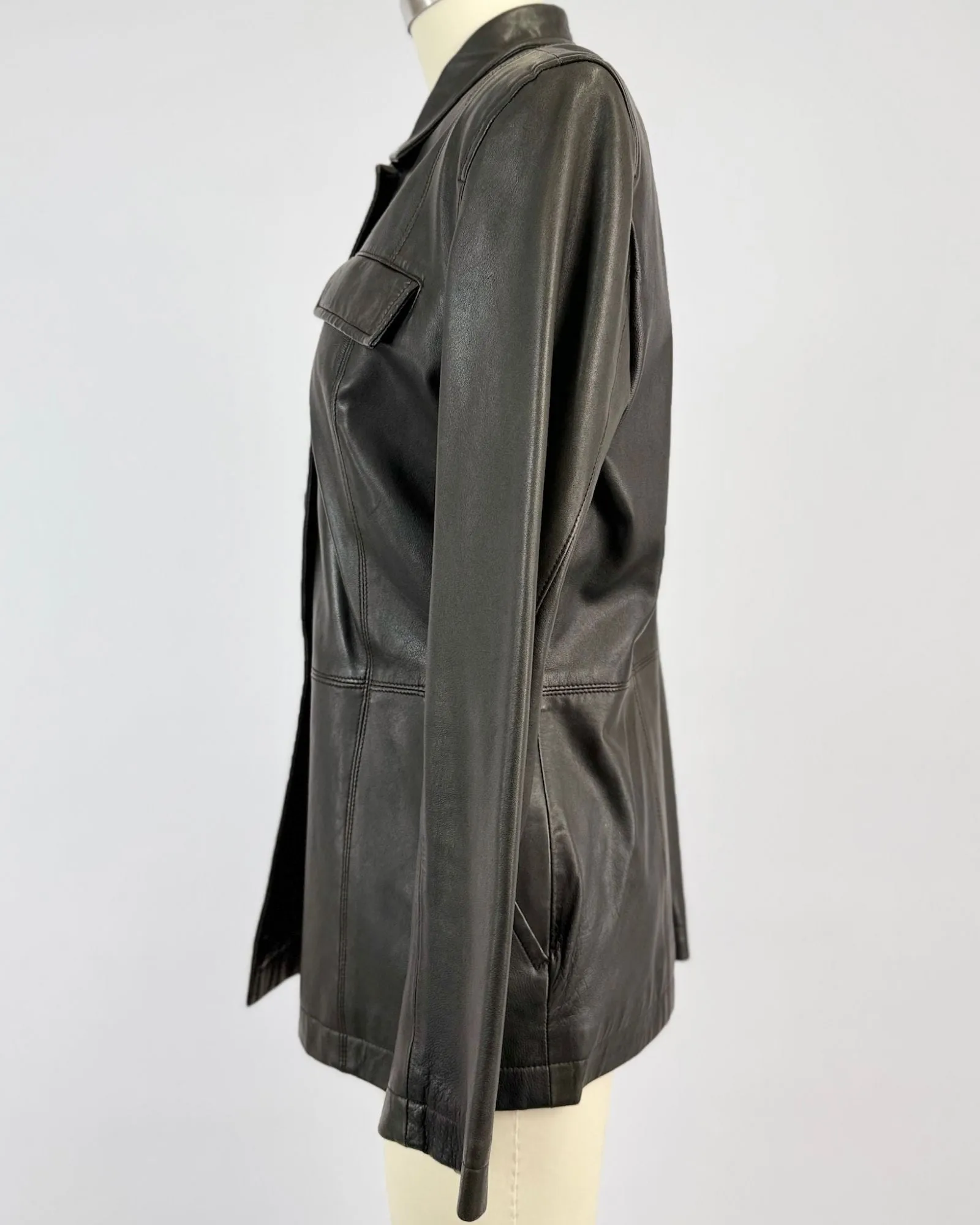 DKNY Black Leather Jacket sold by Feathers Vintage product image thumbnail 4