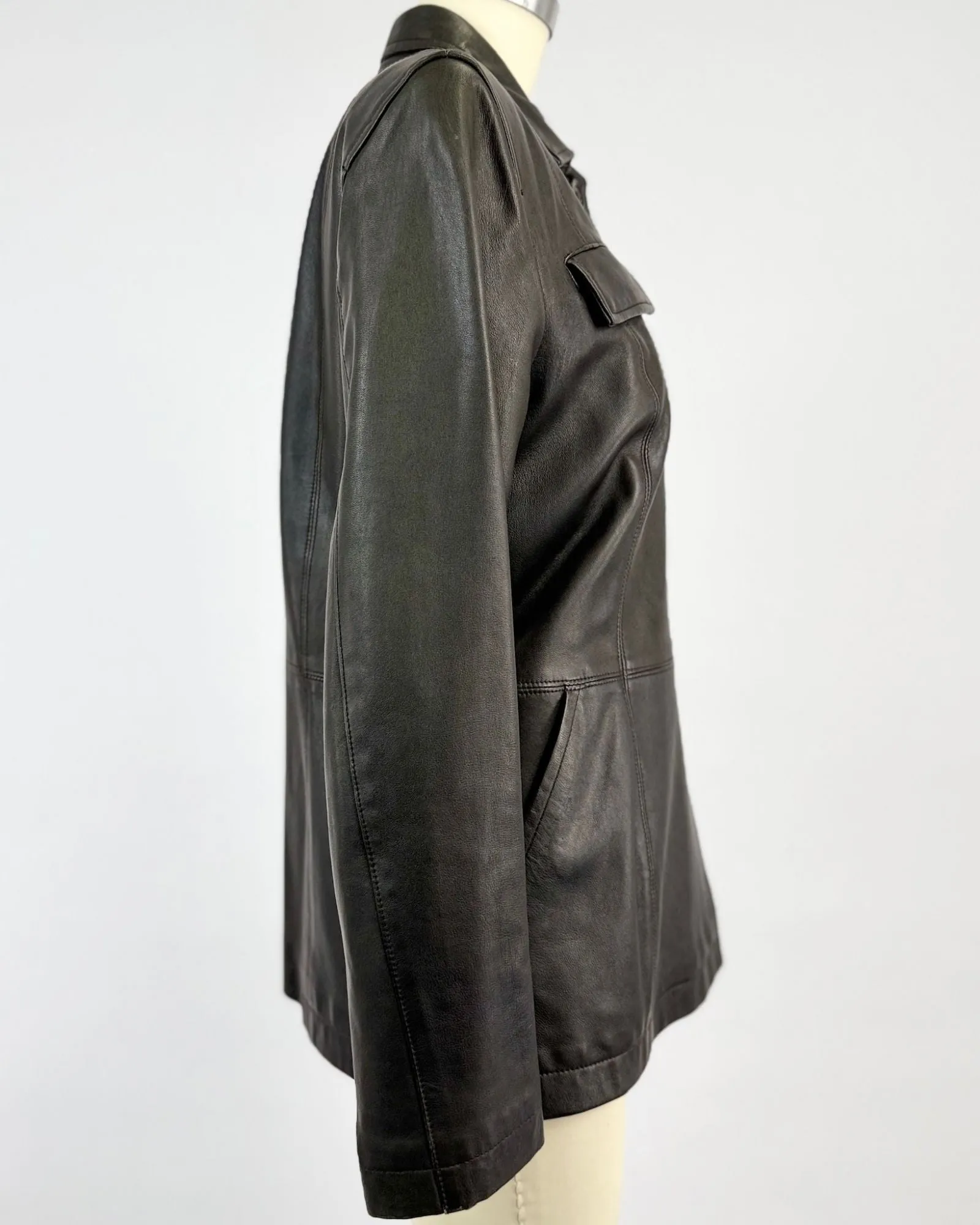 DKNY Black Leather Jacket sold by Feathers Vintage product image thumbnail 3
