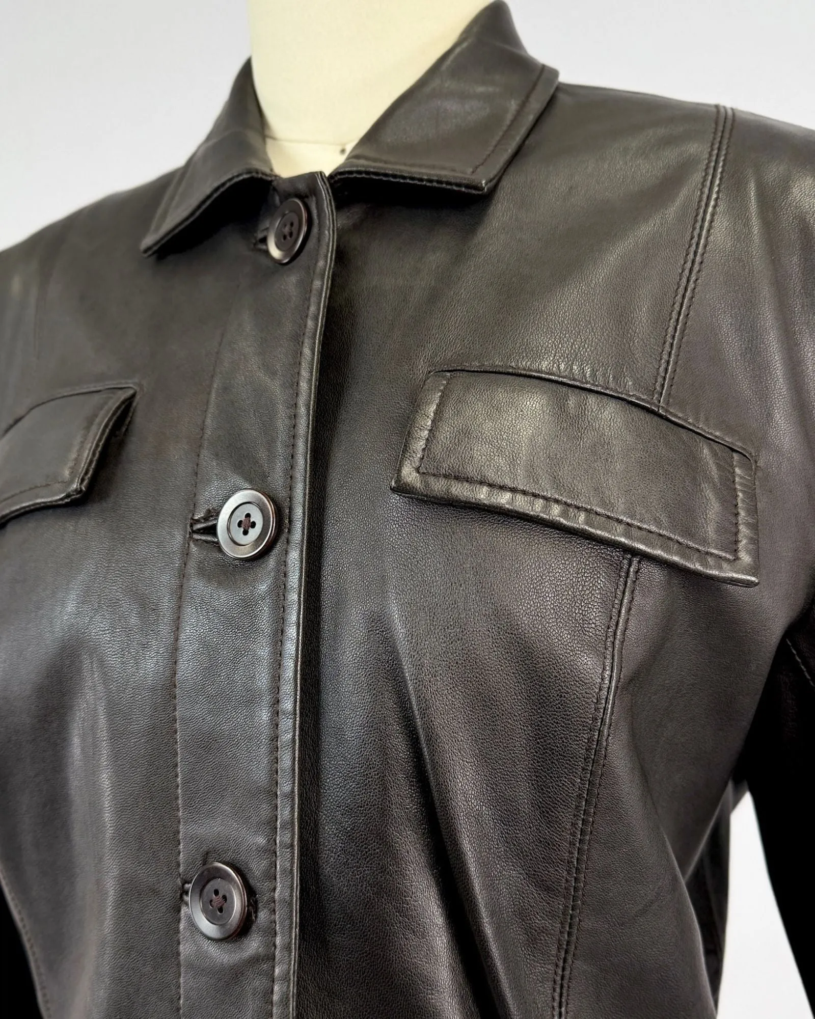DKNY Black Leather Jacket sold by Feathers Vintage product image thumbnail 2