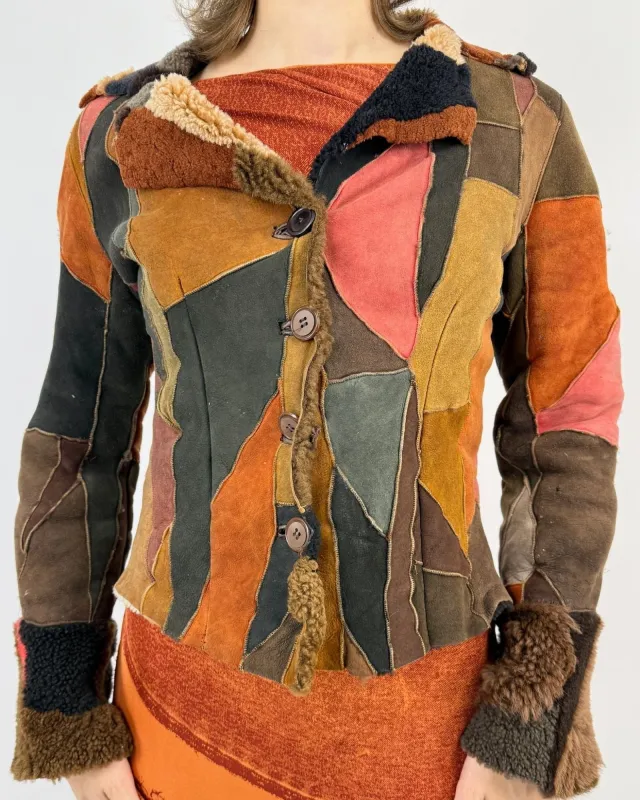Mosaic of Winter Patchwork Suede Jacket sold by Feathers Vintage