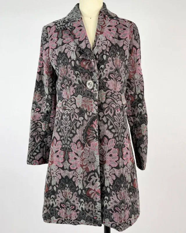 Lavender + Maroon Brocade Jacket sold by Feathers Vintage