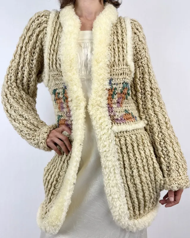 Riddle Me This 70s Yarn Coat sold by Feathers Vintage