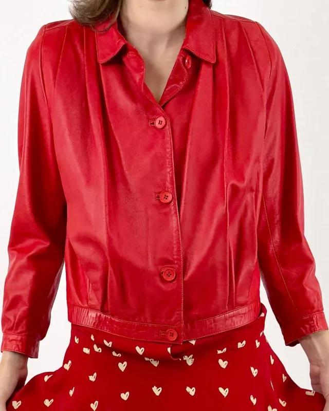 80's Cherry Bomb Leather Jacket sold by Feathers Vintage